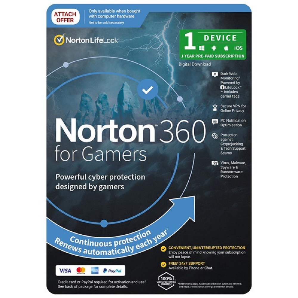 Norton 360 for Gamers 1 Device 1 Year Licence Email Key