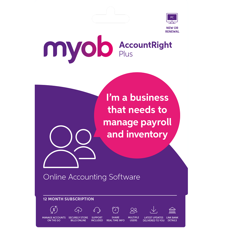 MYOB AccountRight Plus 1yr Subscription New/Renew Email key